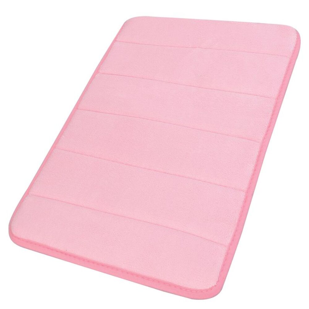 Velvet Memory Foam Bath Mat Soft Absorbent Bath Mat 24" x 16" Pink